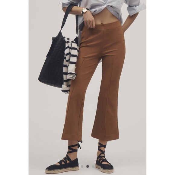 Anthropologie Pants - NWT Anthropologie Margot Kick Flare Cropped Pants In Natural Color Size Small